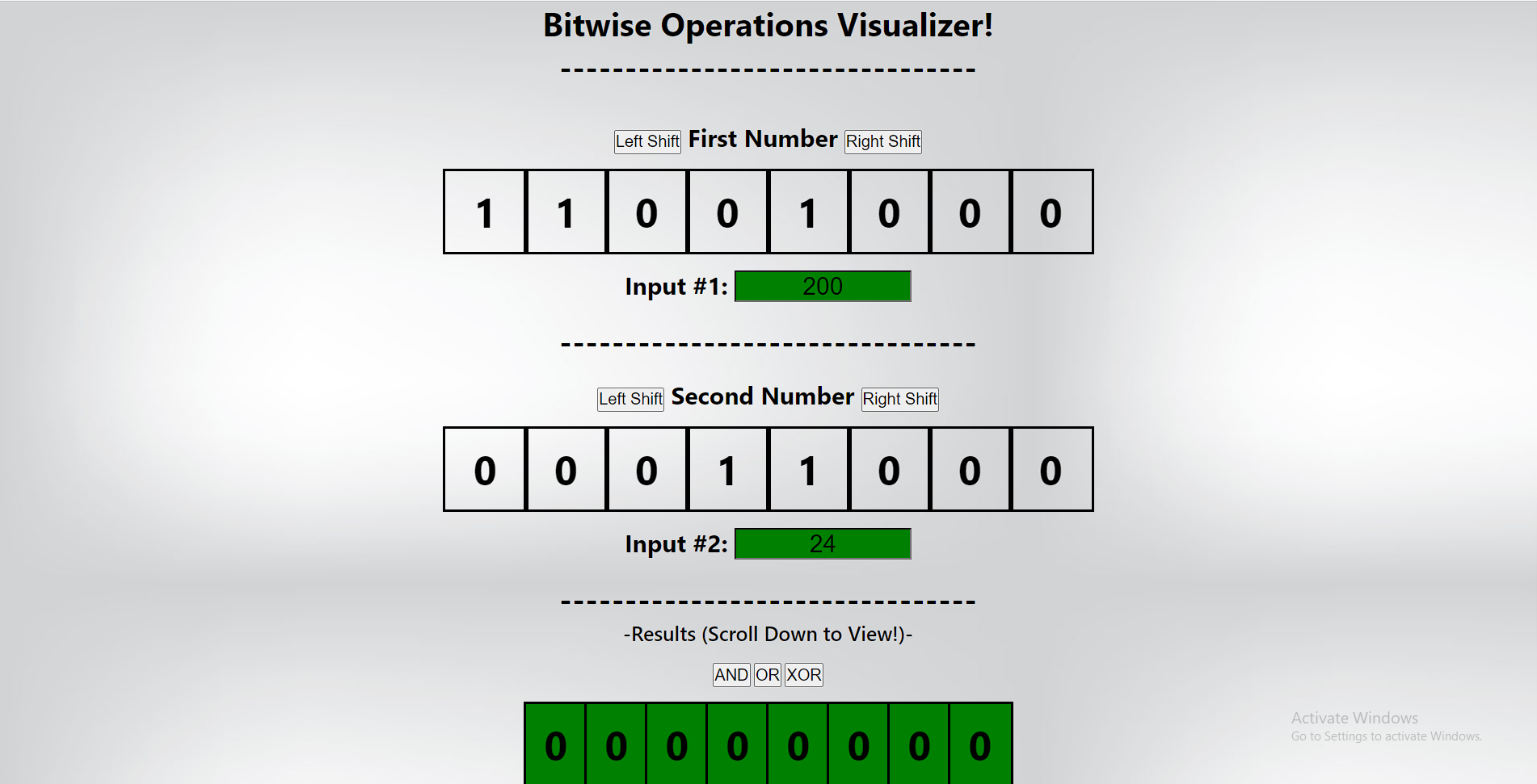 GitHub - AidenNelsonsPortfolio/BitwiseOperatorApp: A completed React JS ...
