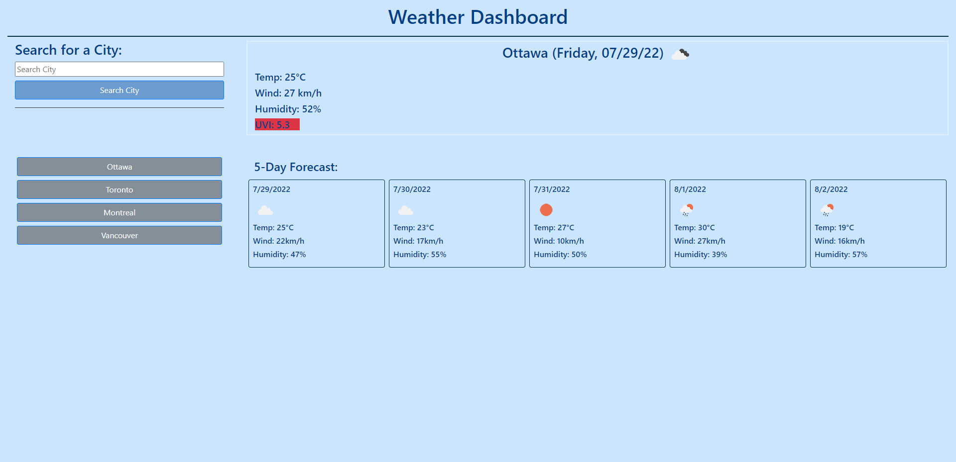 GitHub - MCN17/weather-dashboard: Weather Dashboard is a basic weather ...
