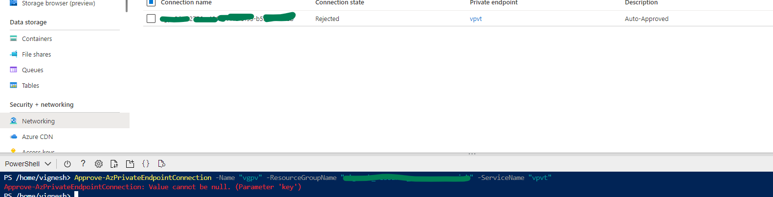 Keep getting key missing error while using Approve ...