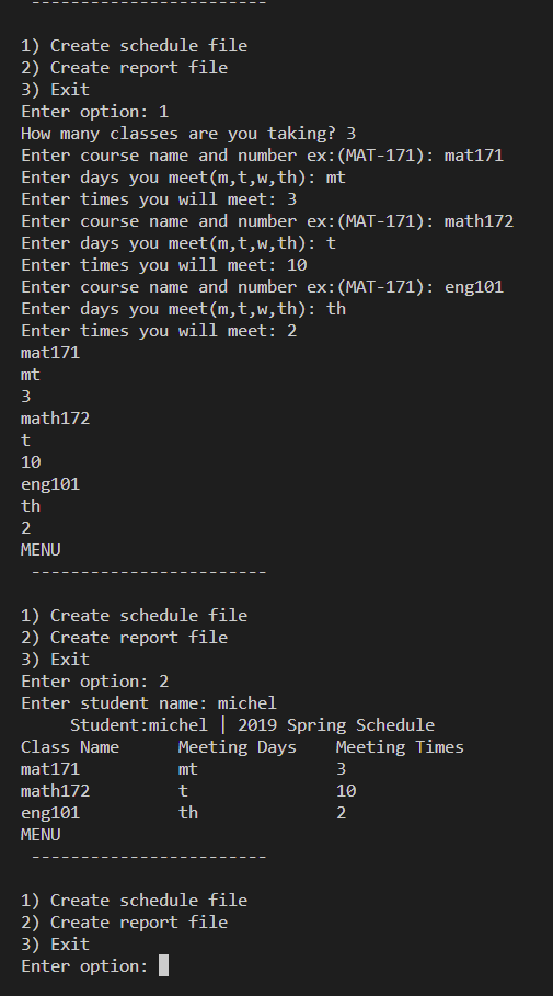 GitHub - MichelJurado/CreateSchedule: This program creates a schedule ...