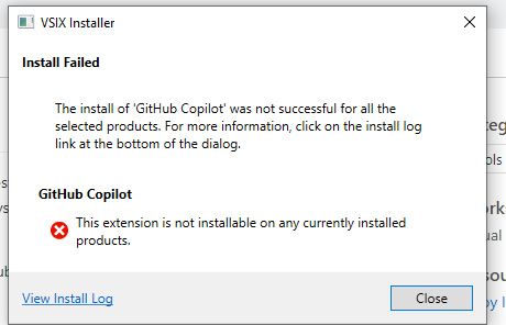 Not able to find the github copilot extension on Visual Studio 2022 ...