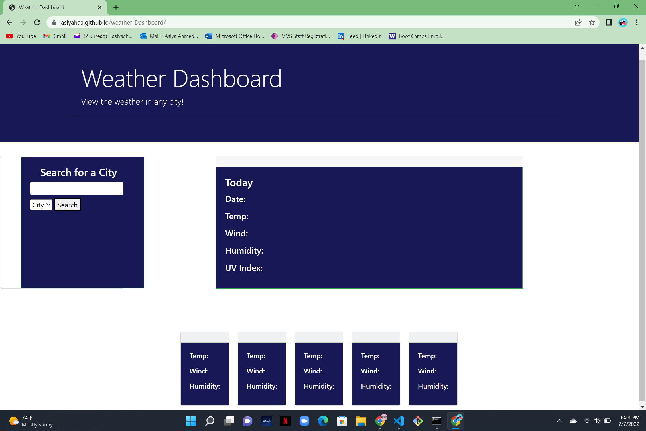 GitHub - AsiyahAA/weather-Dashboard