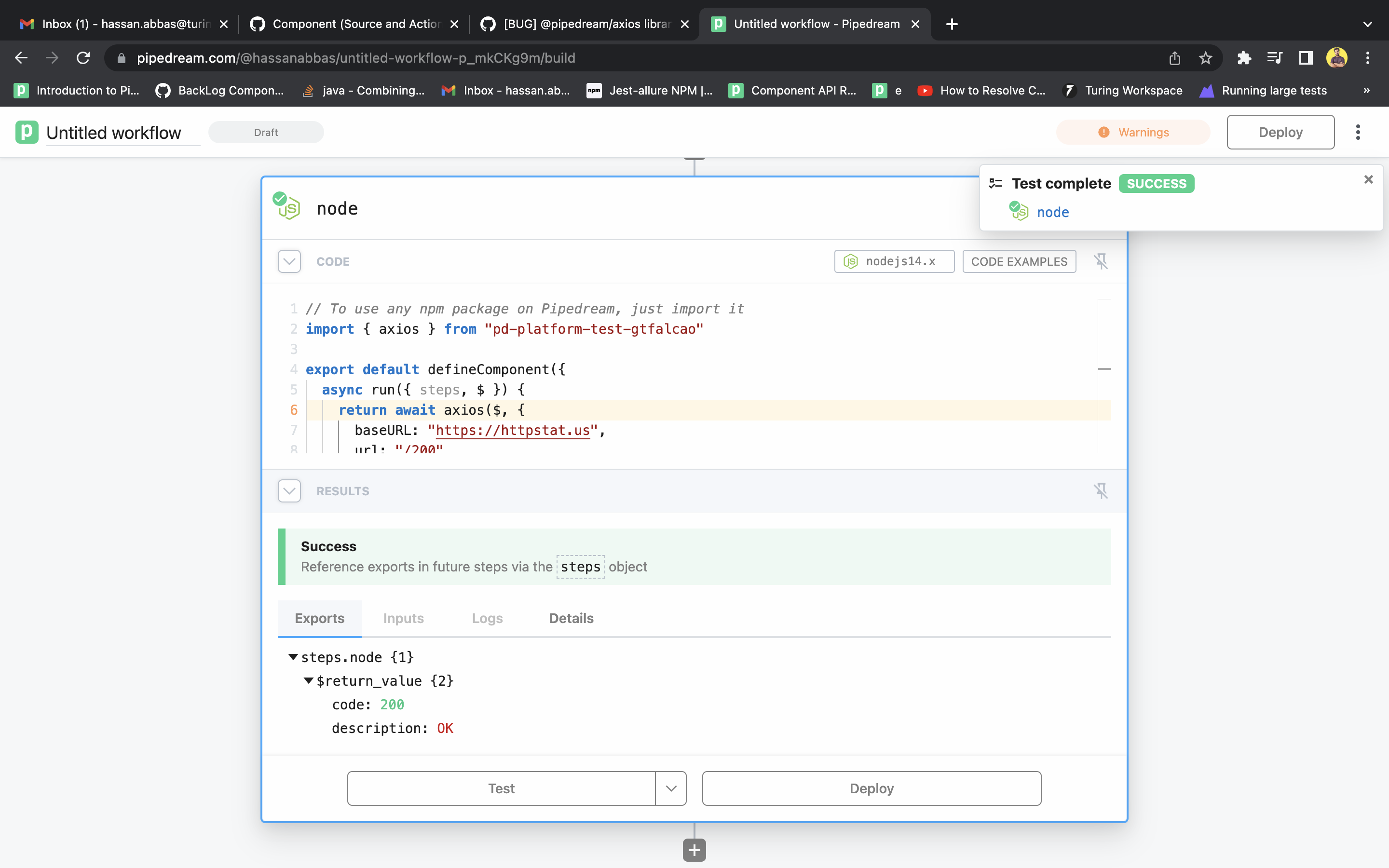 [BUG] @pipedream/axios library does not accept baseURL param · Issue ...