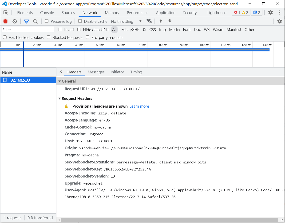 Vscode extension could not websocket connect to remote websocket server