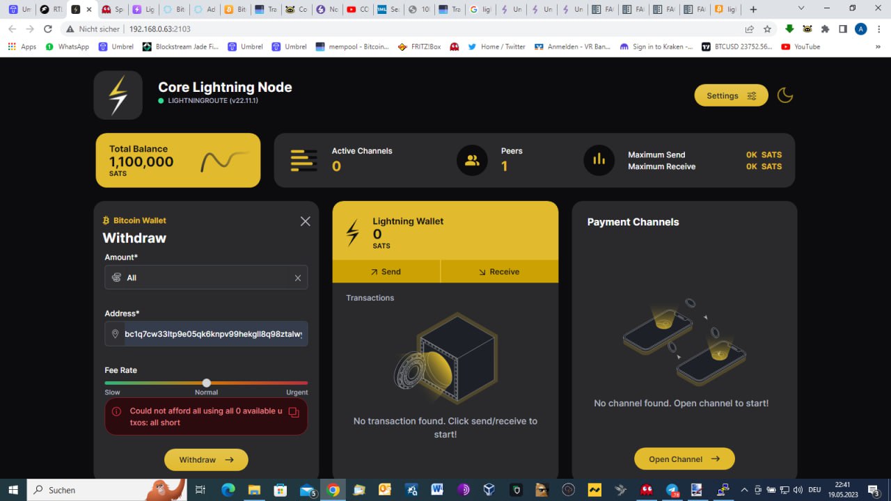 Can't spend sats from onchain utxos after failed channel opening