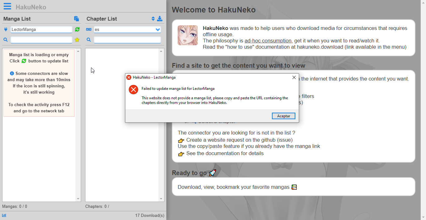 TuMangaOnline & LectorManga] Connector not working · Issue #4879 ·  manga-downloadhakuneko · GitHub