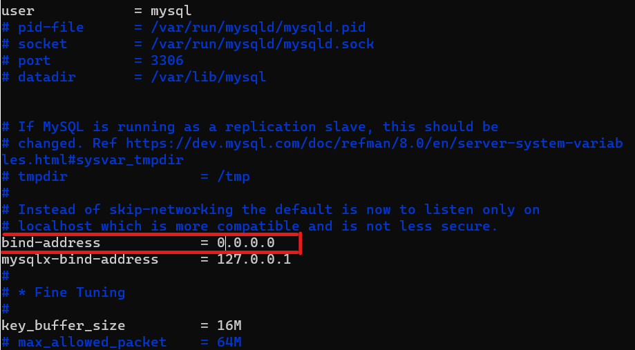 bind address mysql