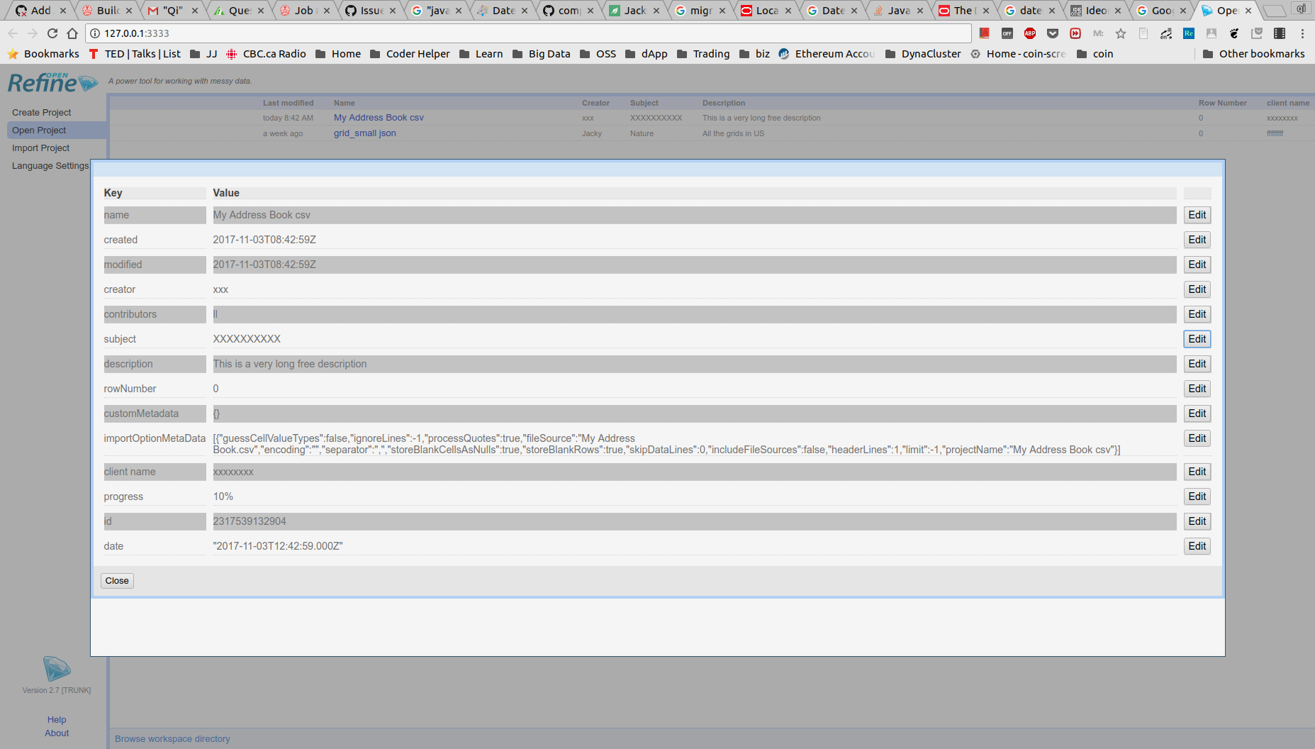 edit metadata dialog