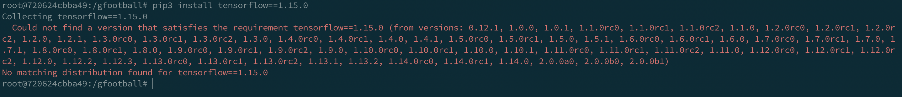 [Docker installation] This version of TensorFlow Probability requires ...