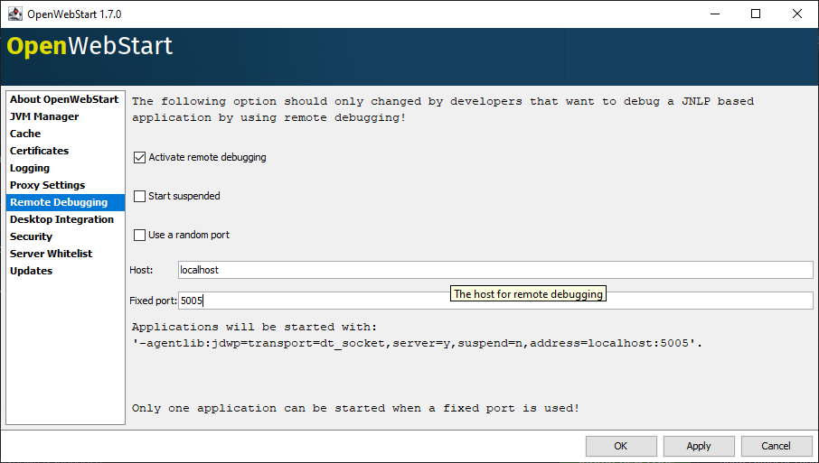 Remote debugging port is not persisted or used issue 526 karakun