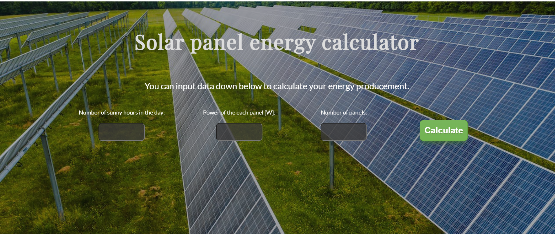 GitHub - crnimajkic/Solar-panel-energy-calculator
