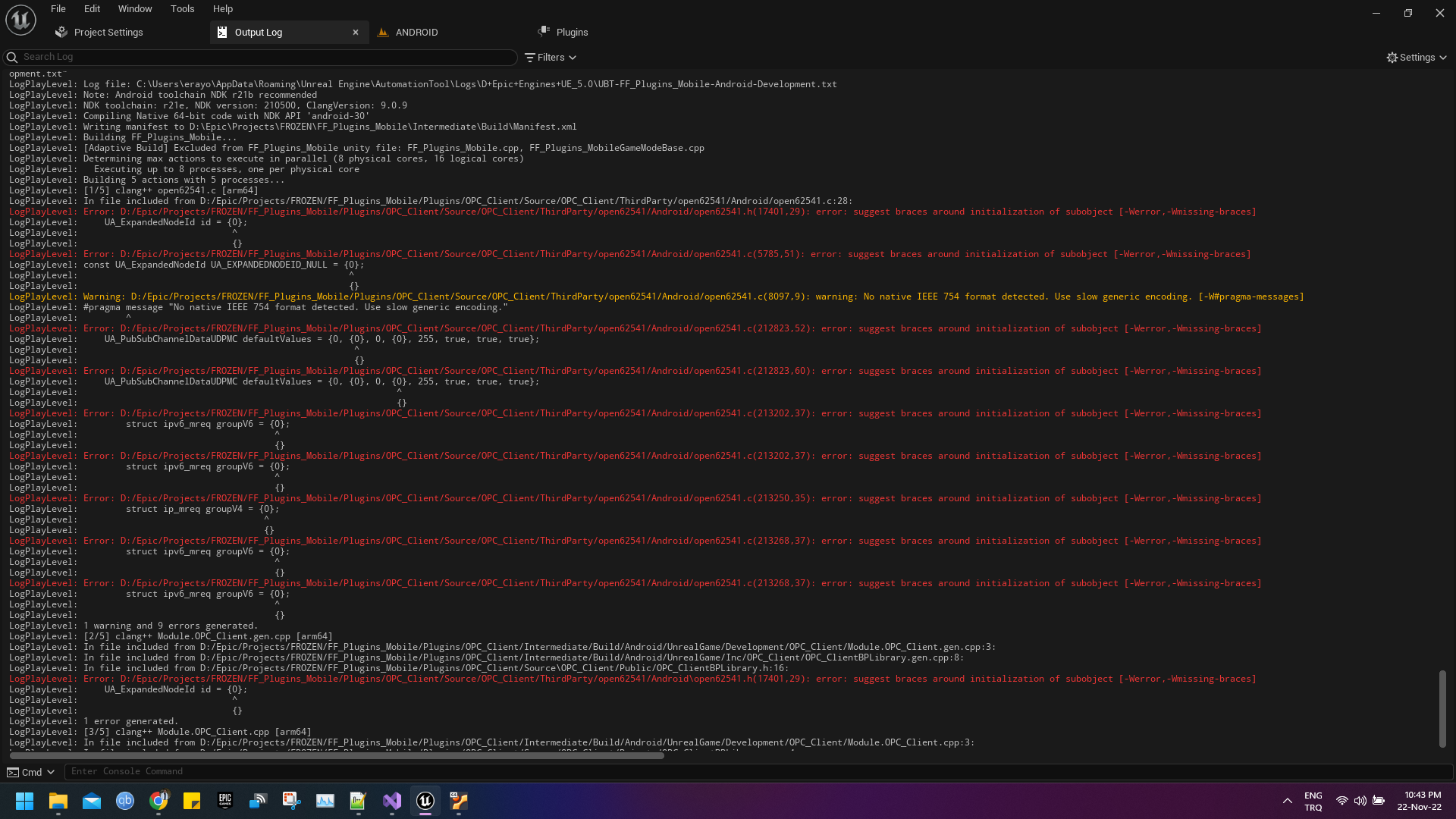 [-Werror,-Wmissing-braces] while packge for Android on Unreal Engine 5 ...