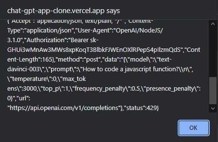 Your OpenAI API Key Is Leaked · Issue #2 · BCAPATHSHALA/ChatGPT-App ...