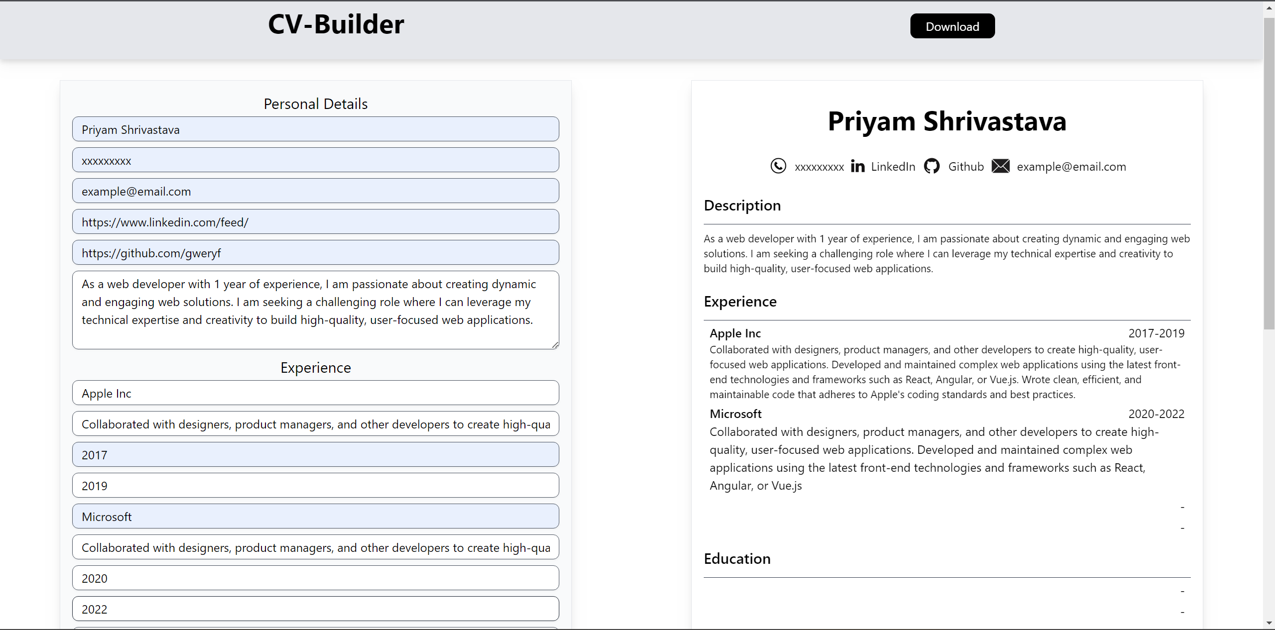 GitHub - shrivastavpriyam/cv-builder