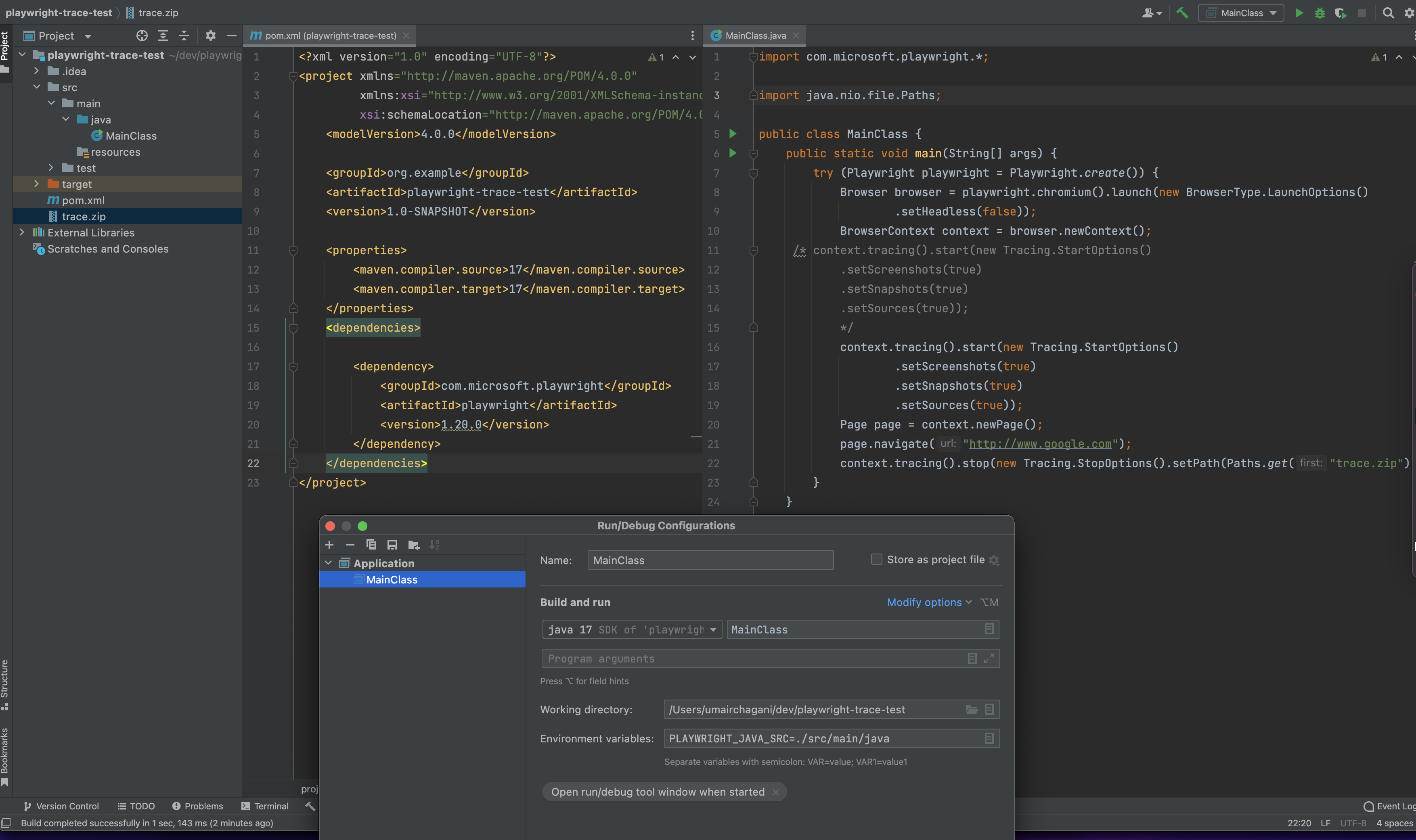 [BUG] Recording a trace in Java throws an method undefined error on