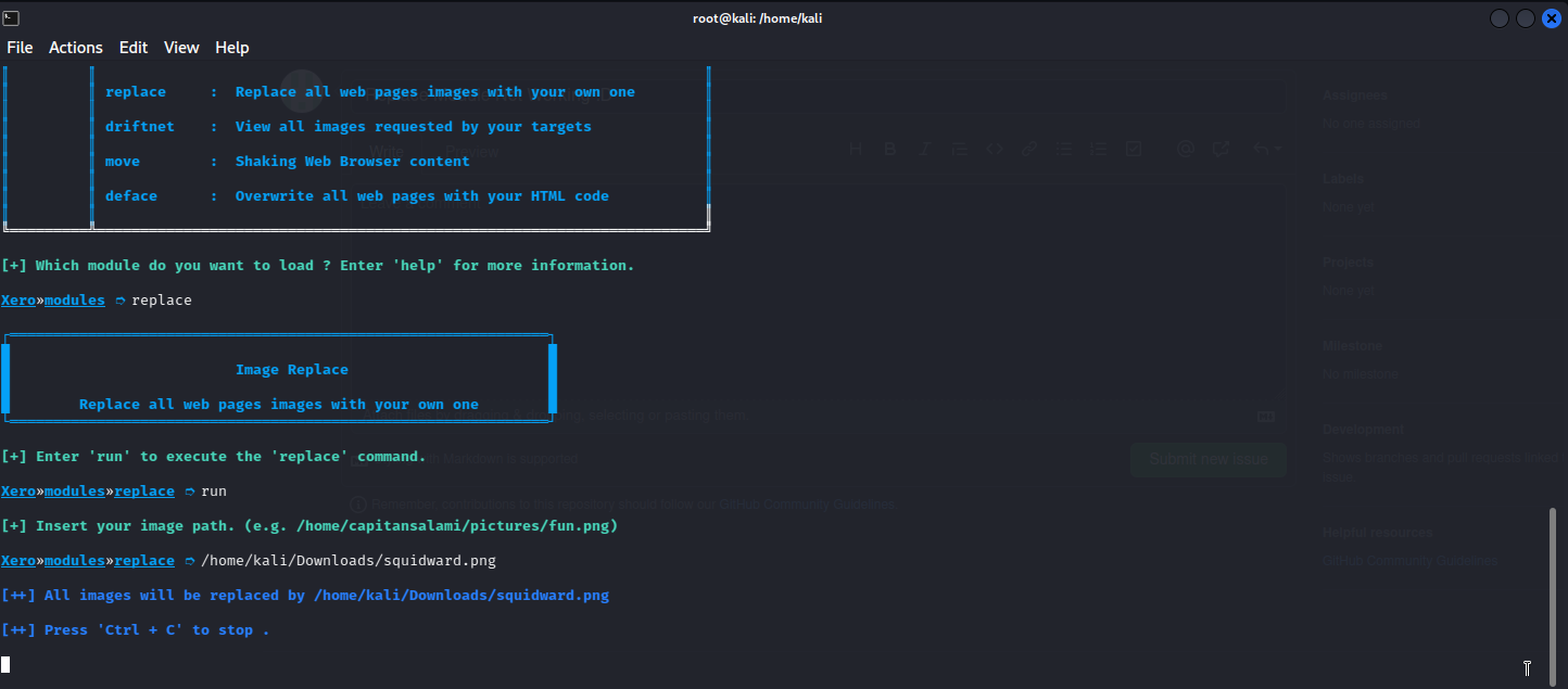 Replace Module Not Working D · Issue 302 · LionSec/xerosploit · GitHub