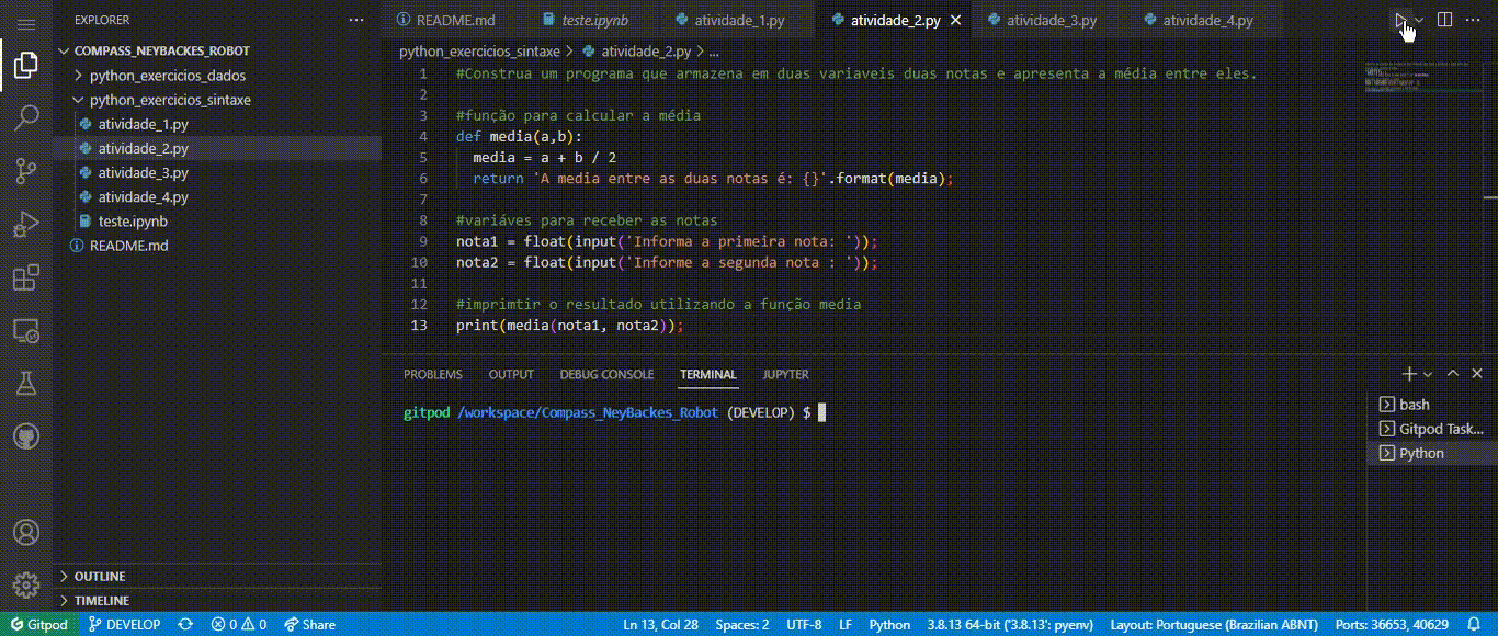 Github backespucpr atviidade python