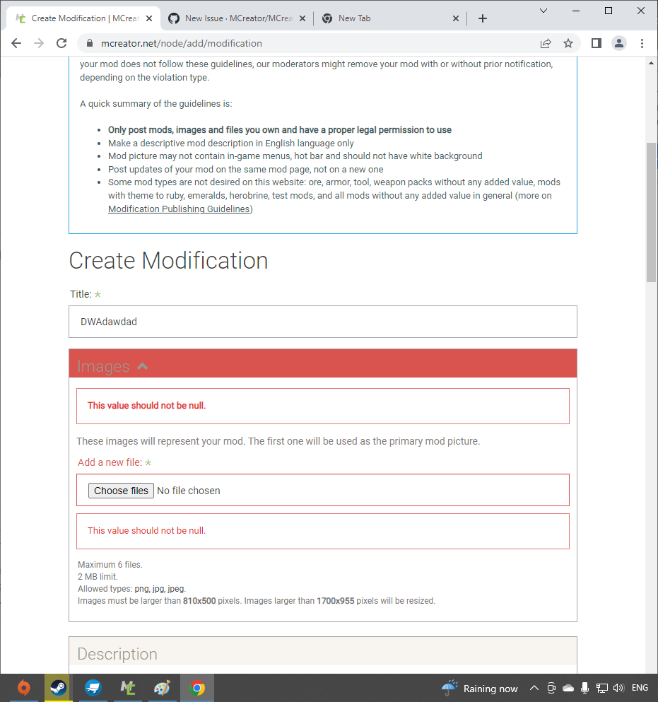 Uploading a mod issues · Issue #2738 · MCreator/MCreator · GitHub