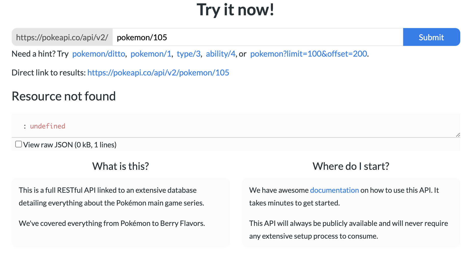 It appears that pokemon/105 is down · Issue #601 · PokeAPI/pokeapi · GitHub
