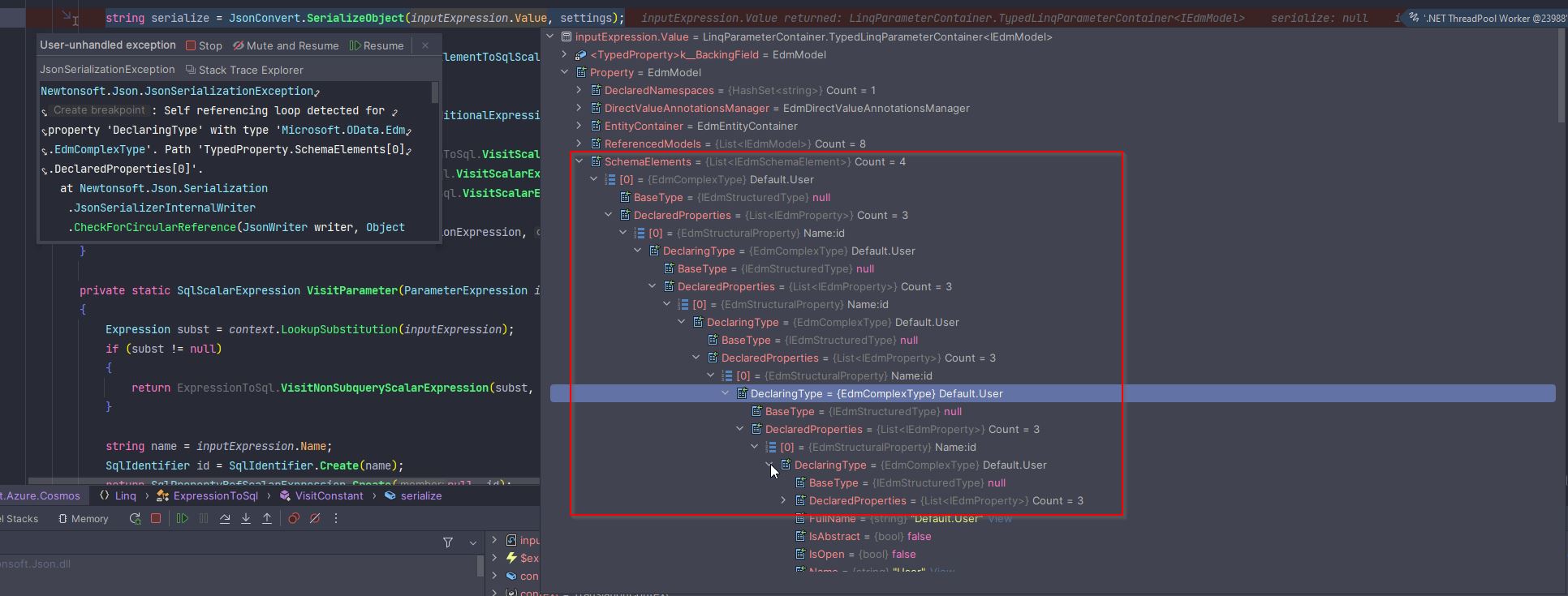 JSON Serialization Issue with OData and SelfReferencing Complex Types