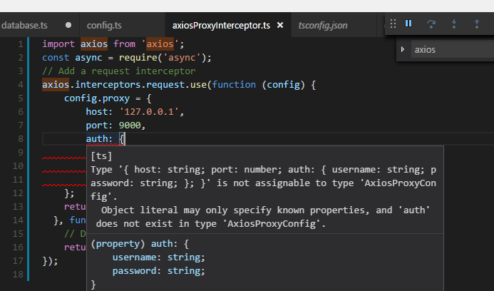Typings error: AxiosProxyConfig has no auth field · Issue #1147 · axios ...