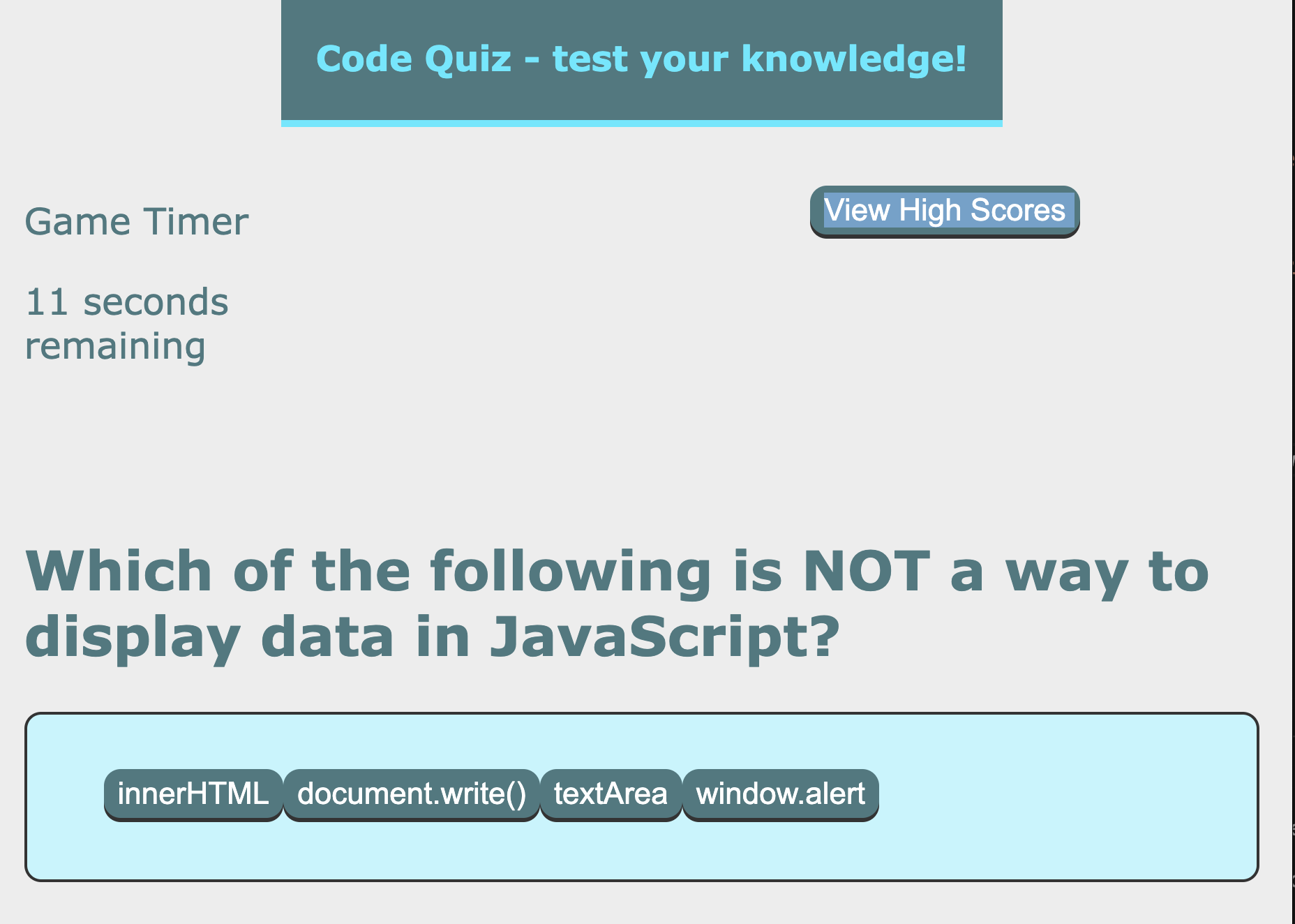 GitHub - JenniferByrnes/code-quiz