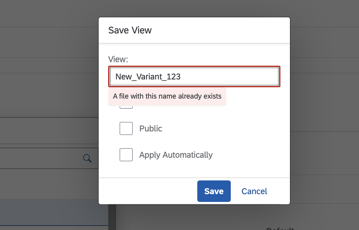 VariantManagement: Variant Name Validation in the Save As Dialog is ...