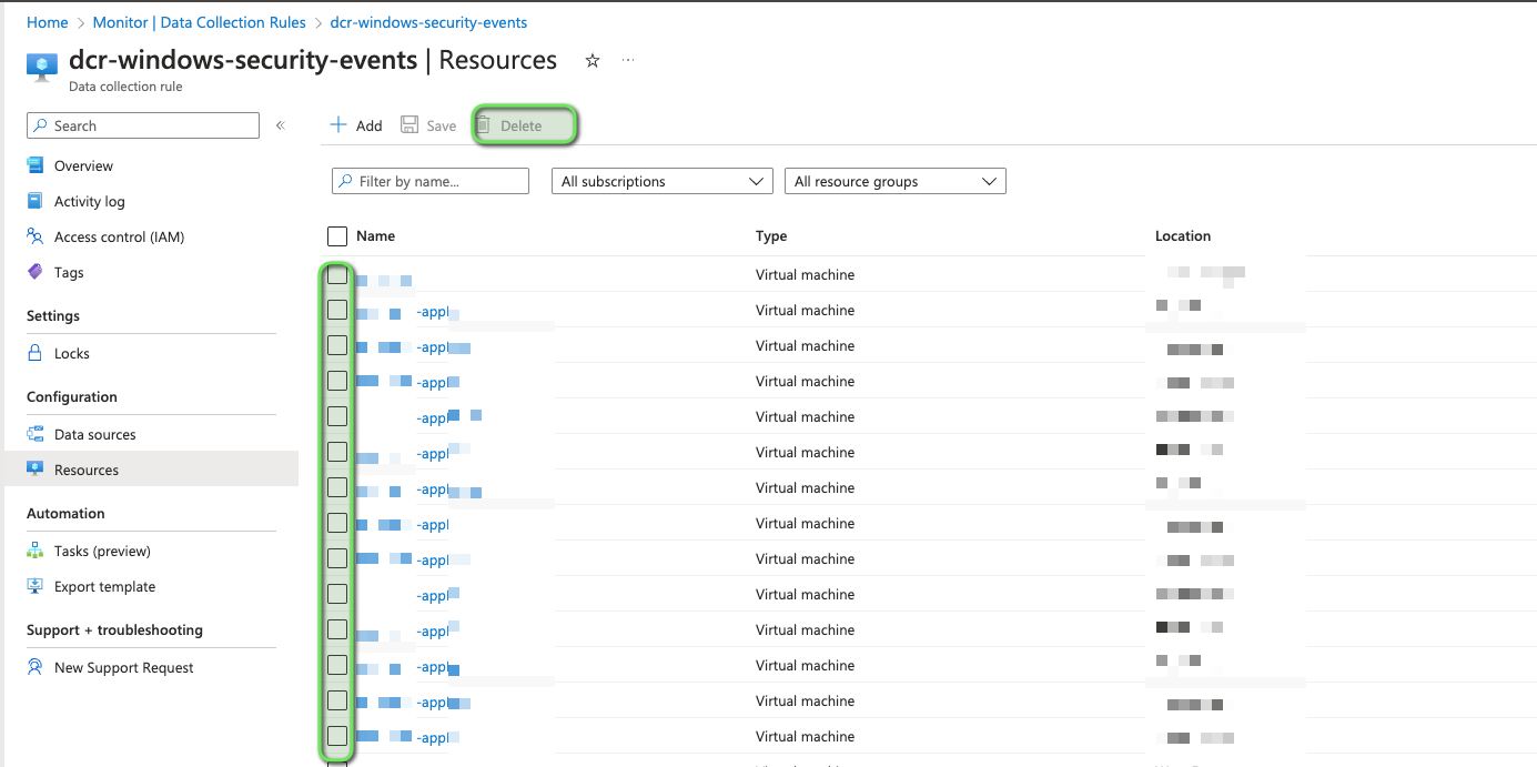 Cleaning up resources in data collection rule · Issue 111505