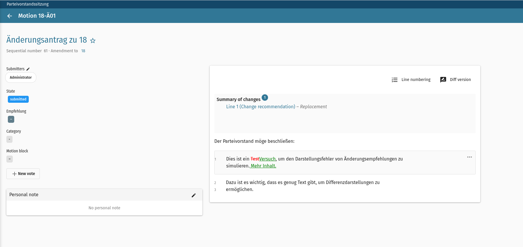 change recommendation in Amendment isn't displayed motion · Issue #1378 ...