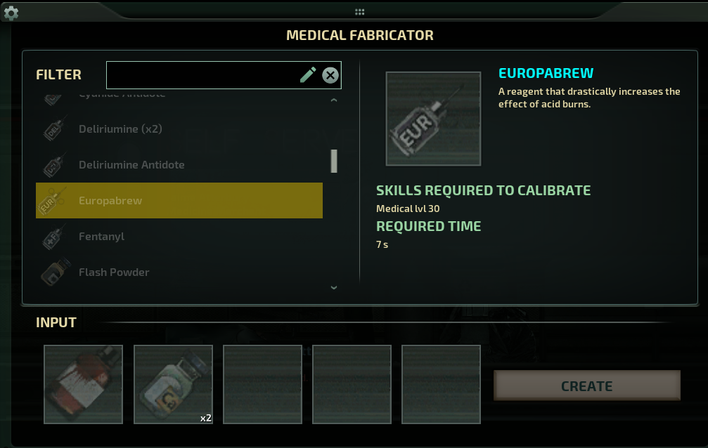 Medical Fabricator items still do not require a recipe to craft