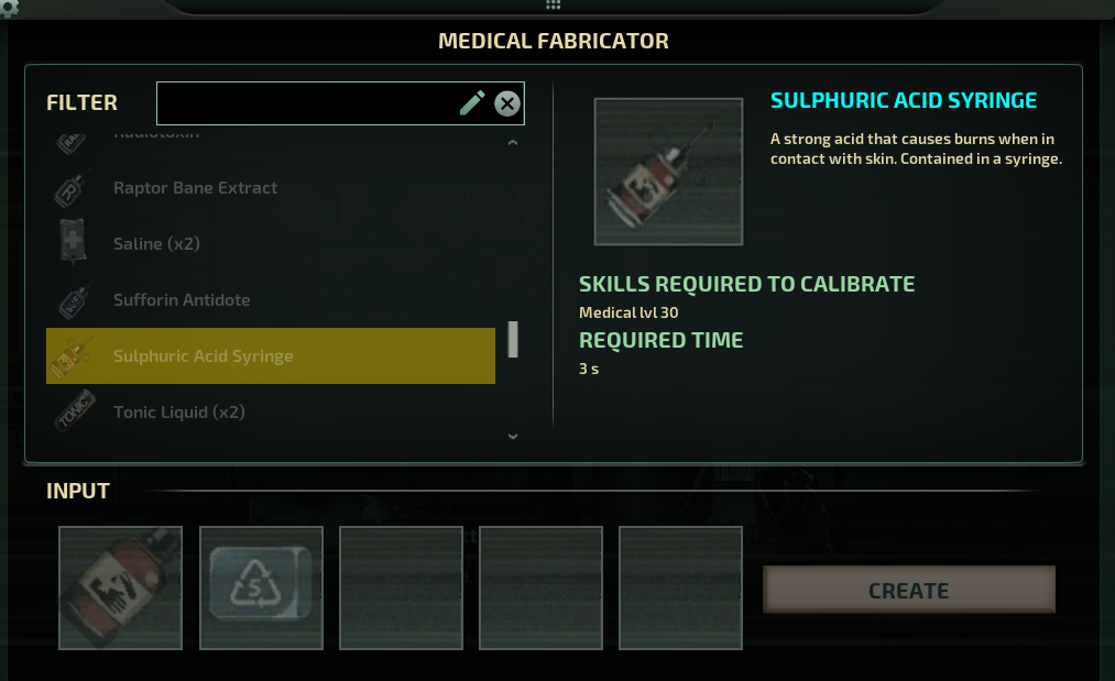 Medical Fabricator items still do not require a recipe to craft