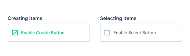 add creating items and selecting items interface options for m2o as ...