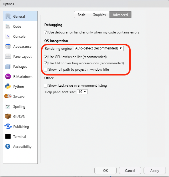 Rstudio displays a black screen in Windows Remote Desktop environment