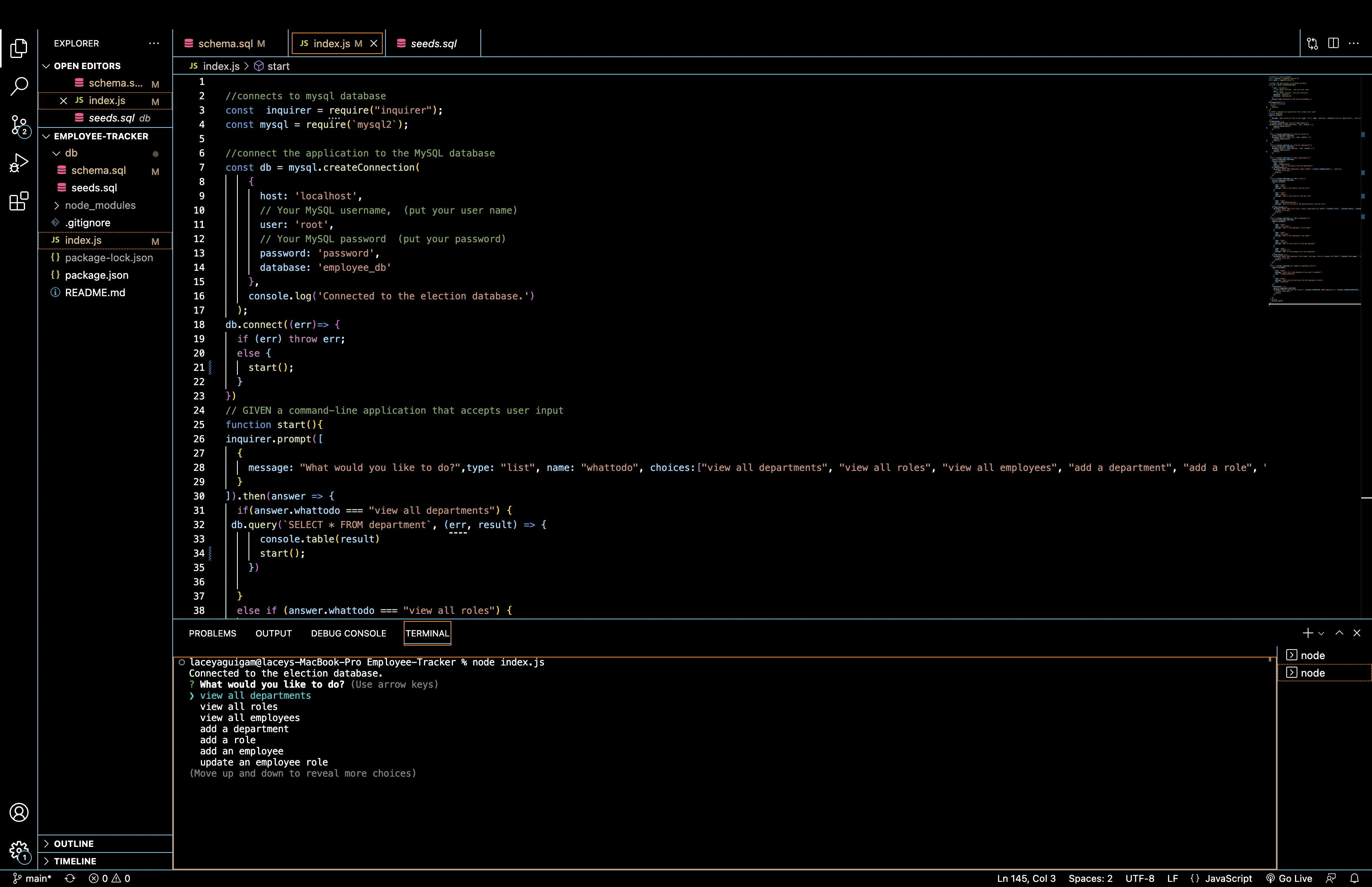 GitHub - laceyaguigam/employee-tracker: Challenge 12