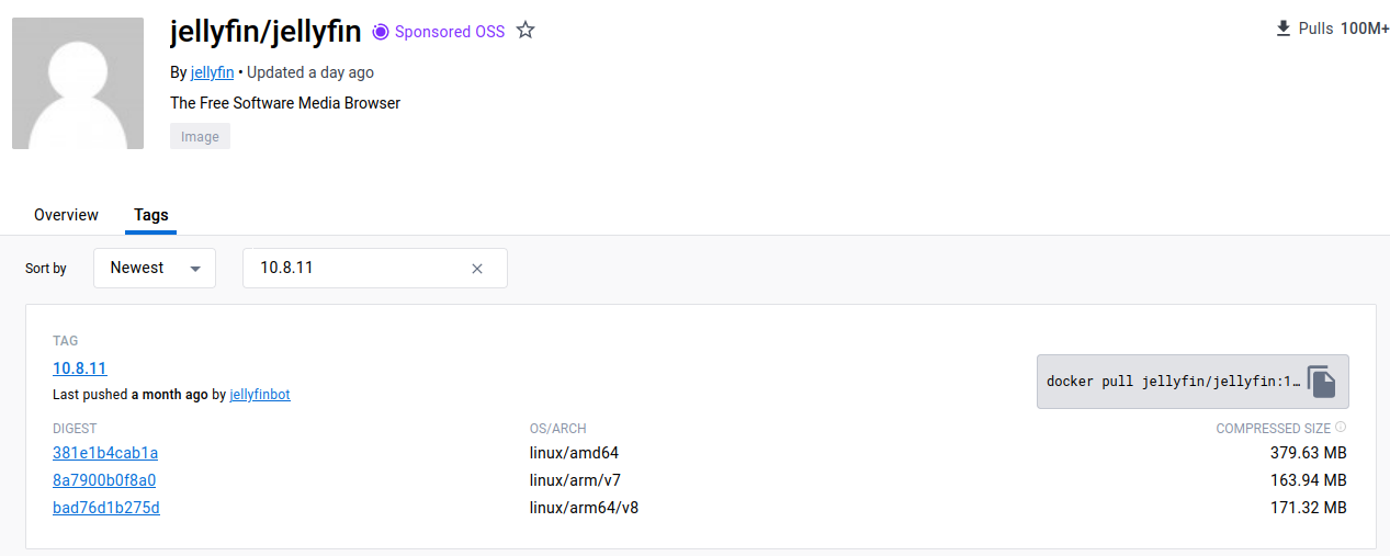 Docker image size for AMD64 · Issue 36 · jellyfin/jellyfin