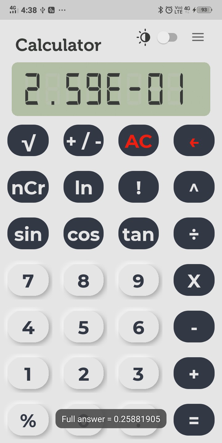 Added sin , cos ,tan operator and fix source code button and scientific ...