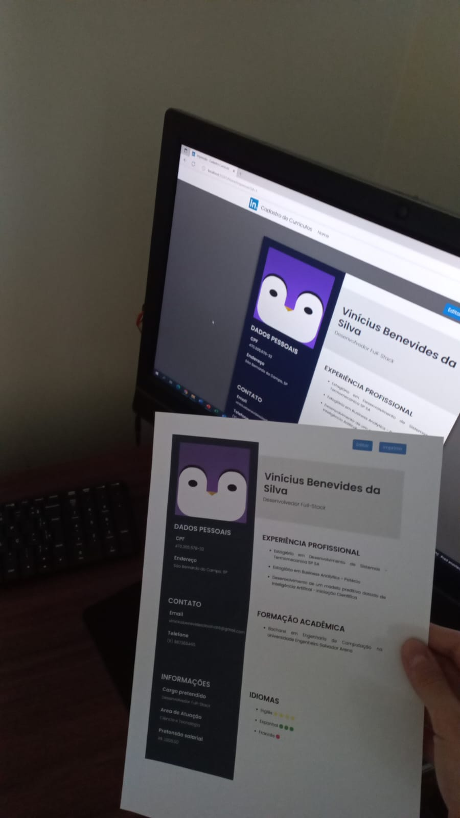 GitHub - vinicius-benevides/CadastroCurriculo: Projeto desenvolvido ...