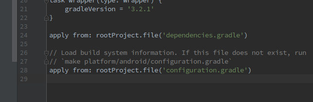 Building from source for android : configuration.gradle does not exist ...