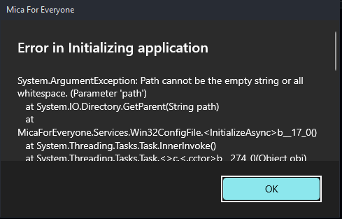 Error Path String Empty · Issue #180 · MicaForEveryone/MicaForEveryone ...