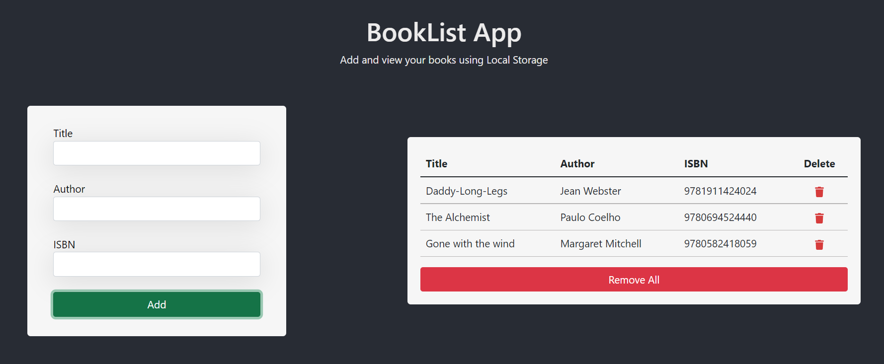 GitHub - ZahraAbaszadeh/mini-react-projects: Local Storage BookList App ...