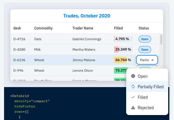 [website] Data Grid status column too narrow on the product demo ...