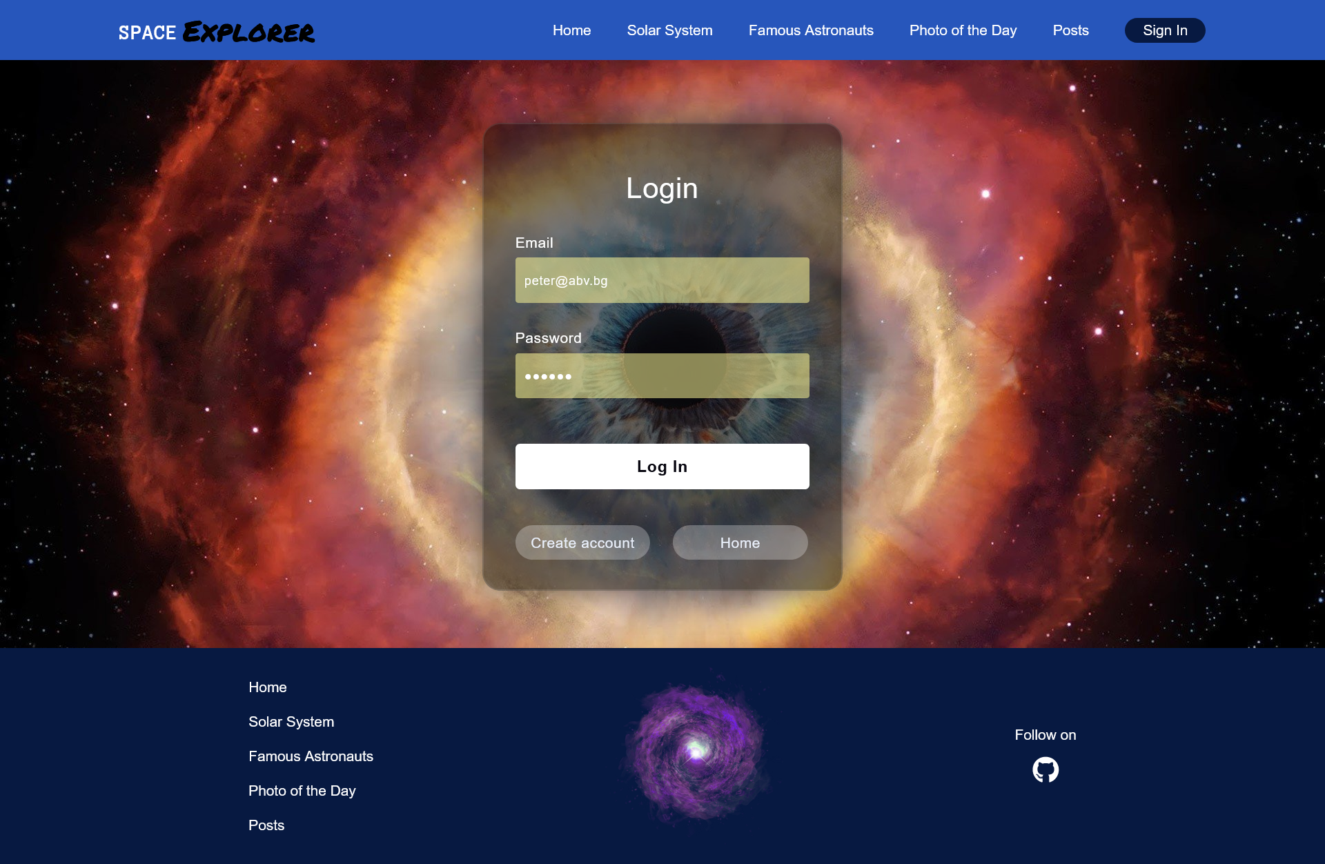 GitHub - ivaylokarafeizov/space-explorer: Here is uploaded the React  project that i made during thе 