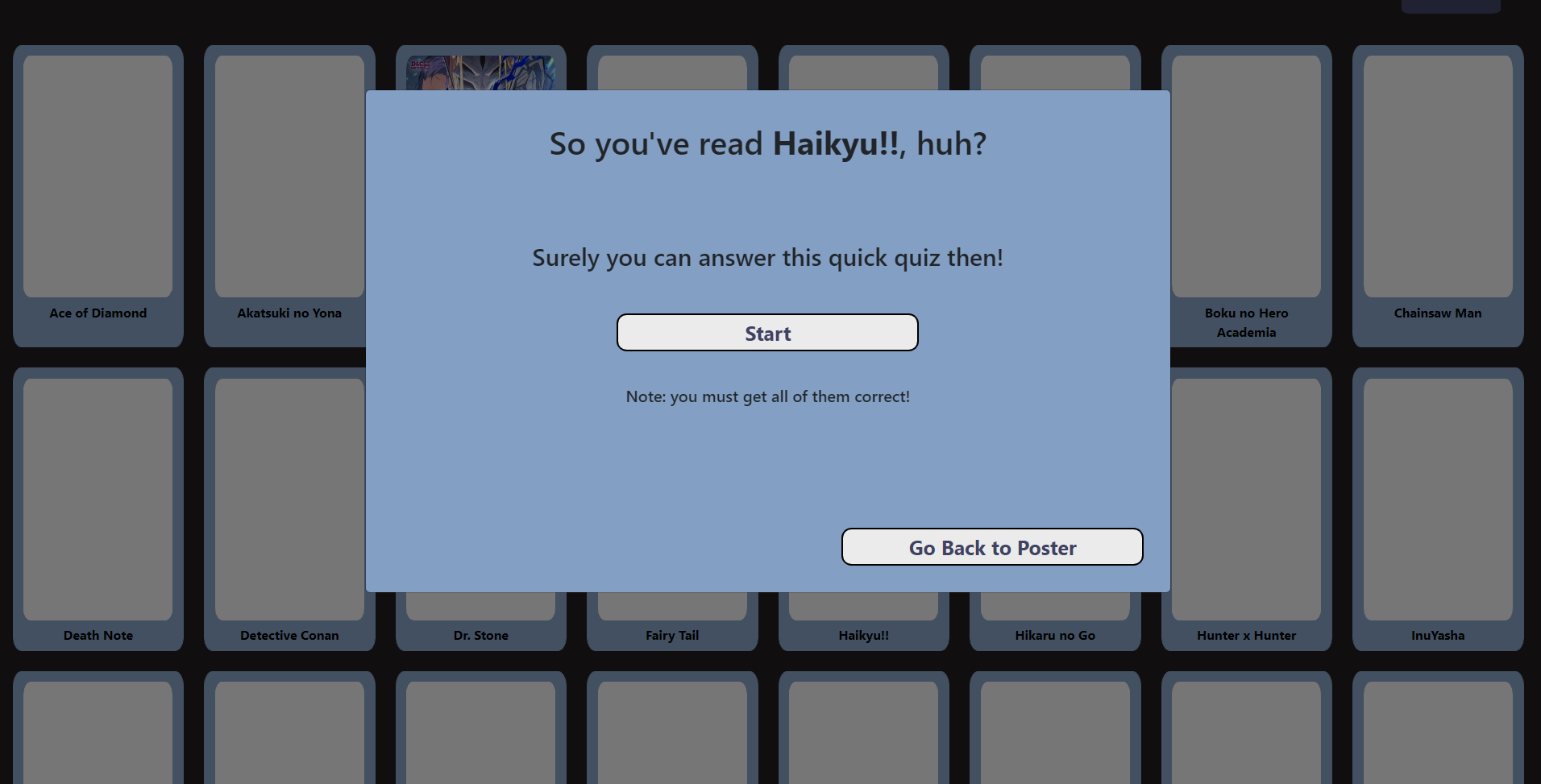User View of Poster and Quiz