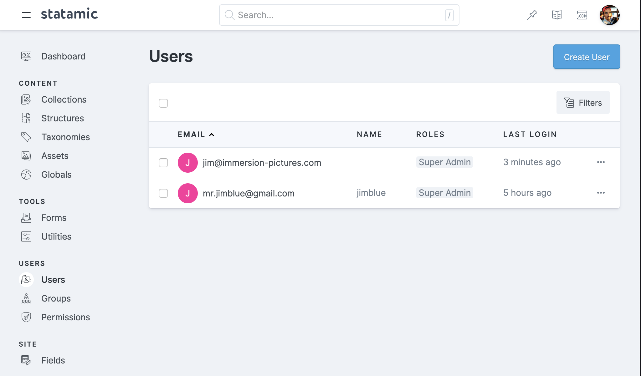 User Avatar Broken In Users List Page Issue 1290 Statamic Cms Github