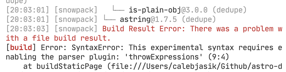 🐛 `throw Error()` is not working. · Issue #526 · withastro/astro · GitHub