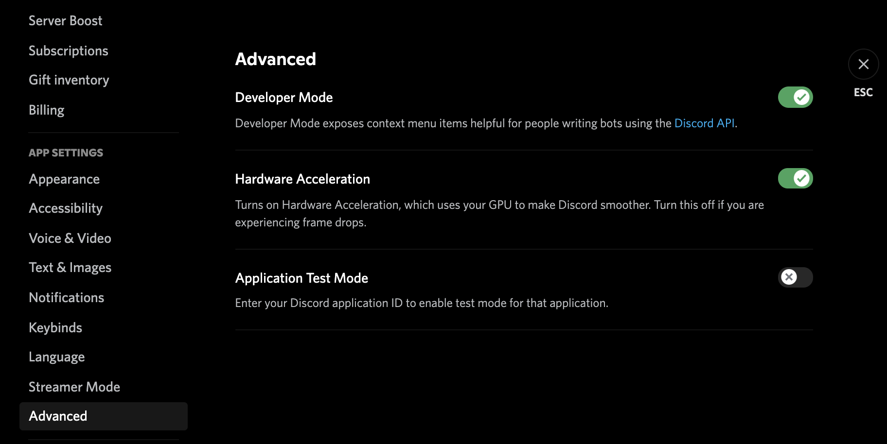 Enabling Discord's developer mode