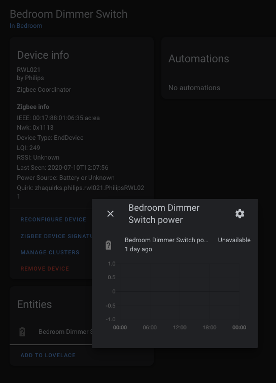 [BUG] Hue Dimmer Switch RWL021 battery level · Issue 403 · zigpy/zha