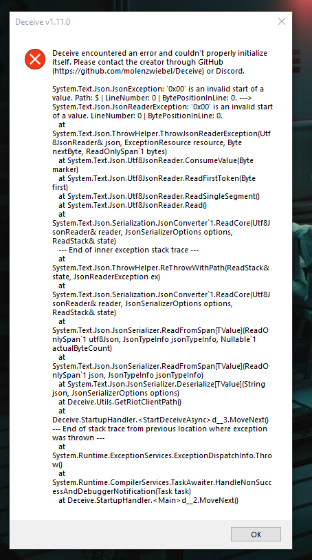 Couldnt properly initialize · Issue #141 · molenzwiebel/Deceive · GitHub