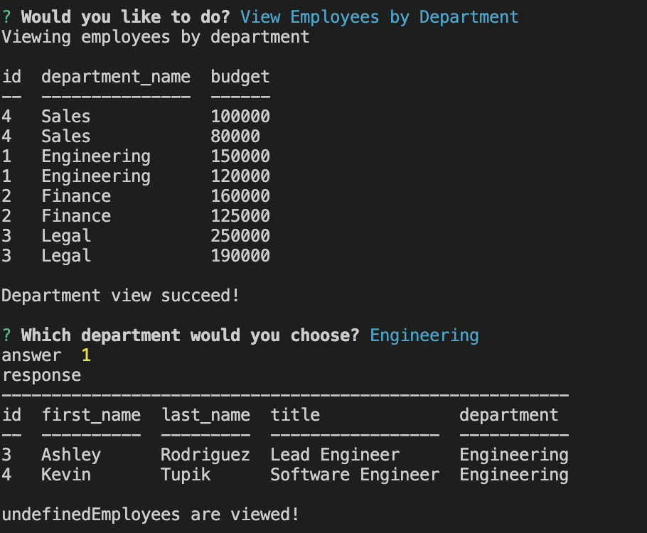 GitHub saucymj/SQLEmployeeTracker