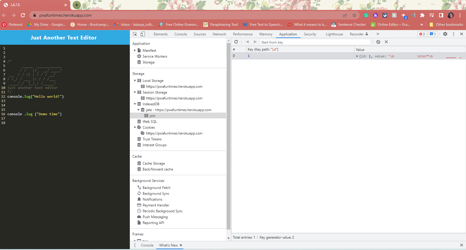 GitHub Collins418/ProgressiveApplicationsPWATextEditor